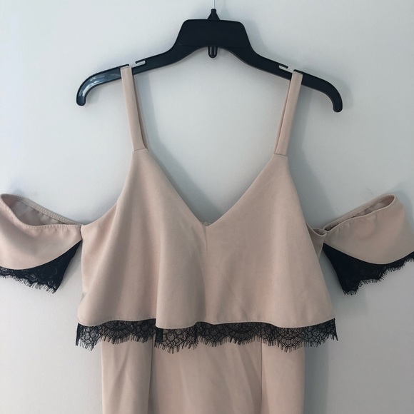 Vanity Room Lace Popover Cold Shoulder Crepe Dress - Picture 4 of 6